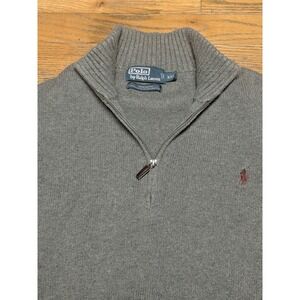 POLO Ralph Lauren 1/4 Zip‎ Pullover Knit Sweater Pima Cotton GREY XXL